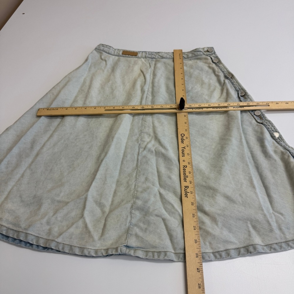 BLANKNYC Skirt Womens 29 Light Blue Flare Denim Linen Blend Button Front Midi - Picture 8 of 8
